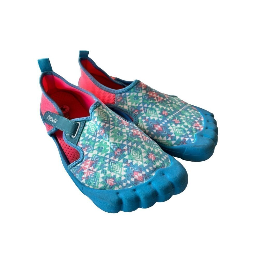 𝅺NEWTZ Girls'‎ Youth Pool Beach Water Shoes Teal Pink Tye Dye Size 2-3